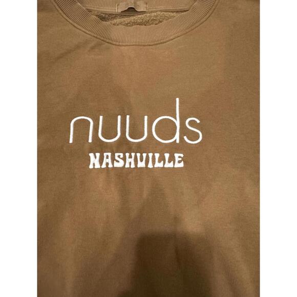 NUUDS Chocolate Nashville Embroidered Popup Original Crewneck Sweatshirt- Large - Picture 2 of 7